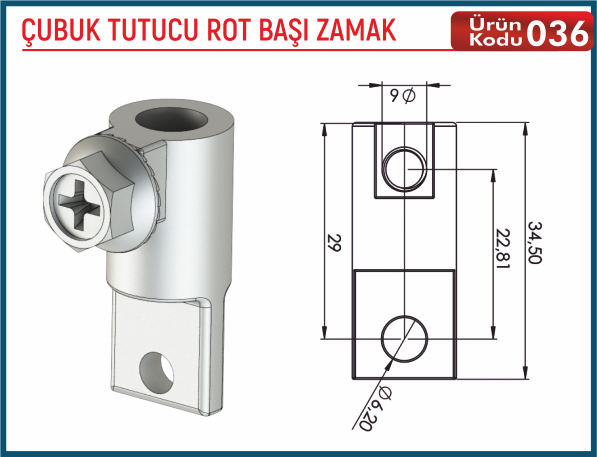 Çubuk Tutucu Rot Başı Zamak