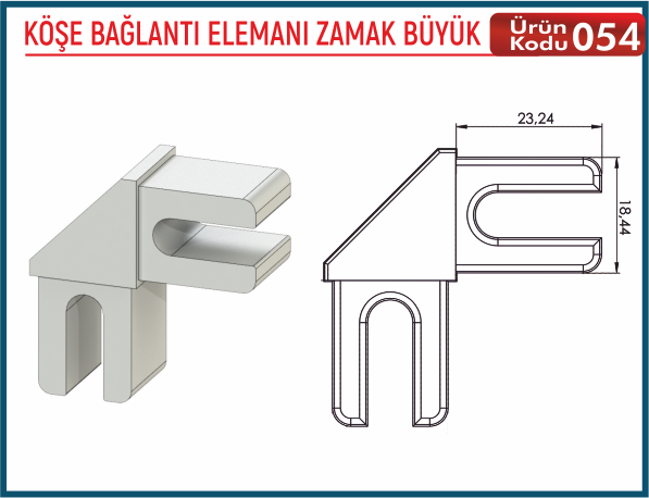 Köşe Bağlantı Elemanı Zamak Büyük