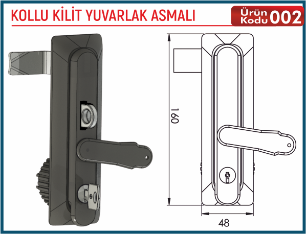 Kollu Kilit Yuvarlak Asmalı
