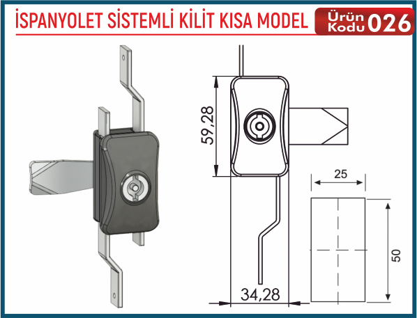 İspanyolet Sistemli Kilit Kısa Model
