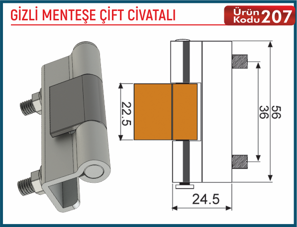 Gizli Menteşe Çift Civatalı