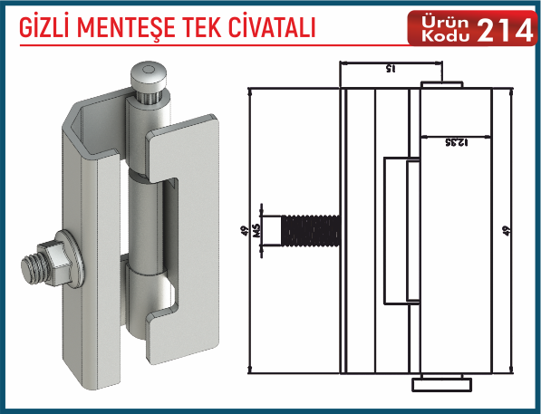 Gizli Menteşe Tek Civatalı