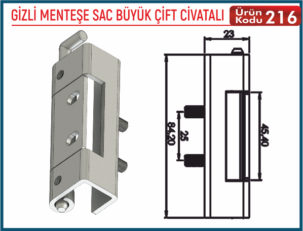 Gizli Menteşe Sac Büyük Çift Civatalı
