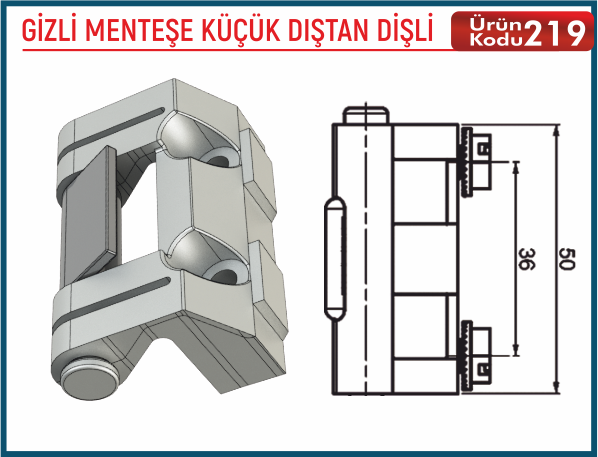 Gizli Menteşe Küçük Dıştan Dişli