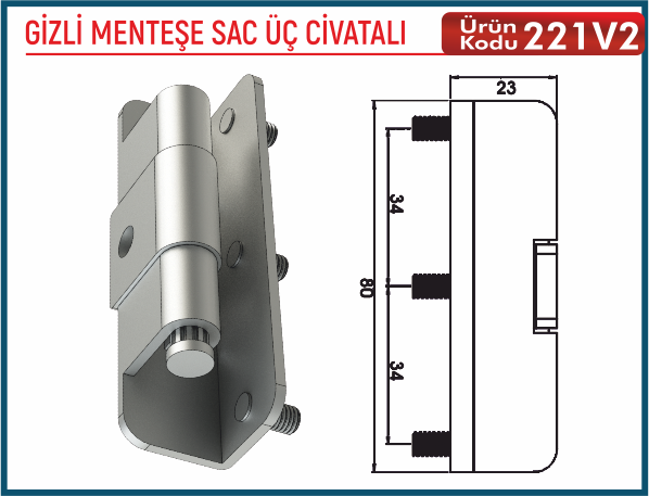 Gizli Menteşe Sac Üç Civatalı