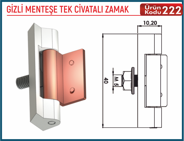 Gizli Menteşe Tek Civatalı Zamak