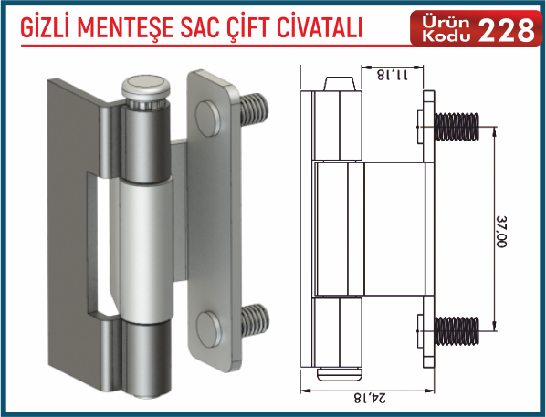 Gizli Menteşe Sac Çift Civatalı