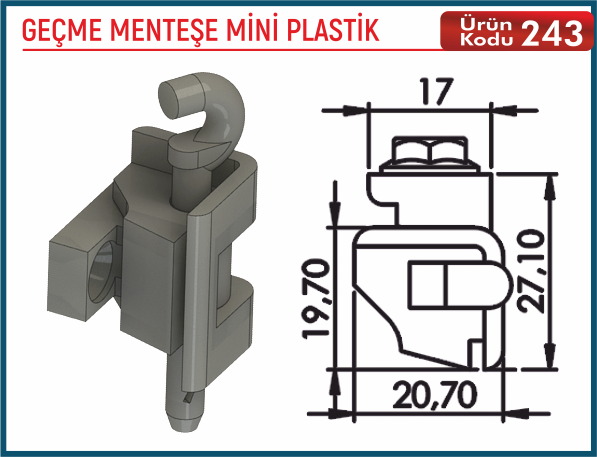 Geçme Menteşe Mini Plastik