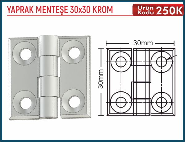 Yaprak Menteşe 30x30 Krom