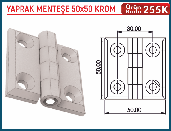 Yaprak Menteşe 50x50 Krom