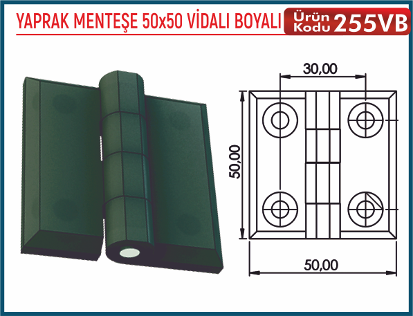 Yaprak Menteşe 50x50 Vidalı Boyalı