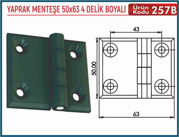 Yaprak Menteşe 50x63 4 Delik Boyalı