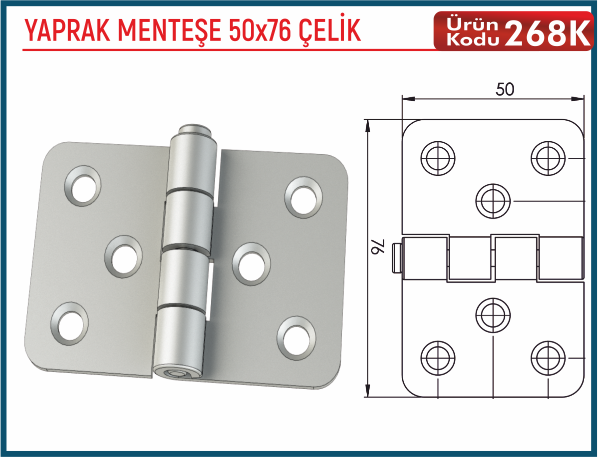 Yaprak Menteşe 50x76 Çelik
