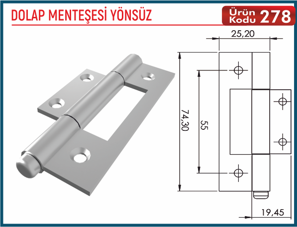 Dolap Menteşesi Yönsüz
