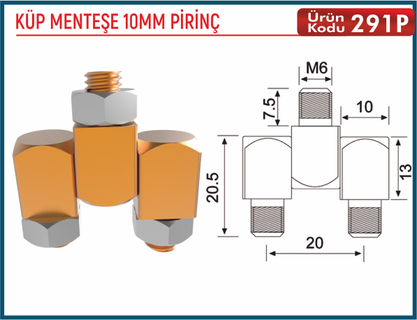 Küp Menteşe 10MM Pirinç