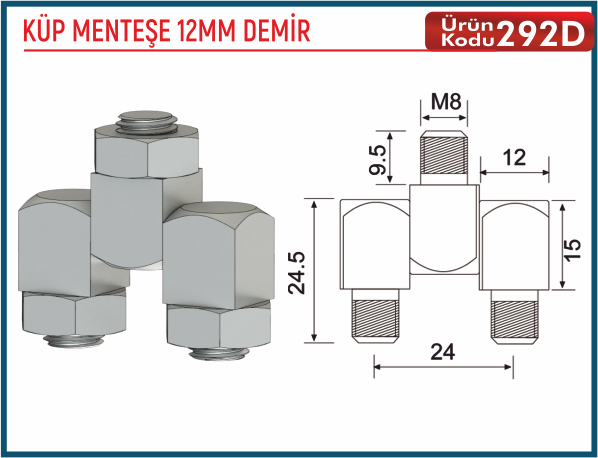 Küp Menteşe 12MM Demir