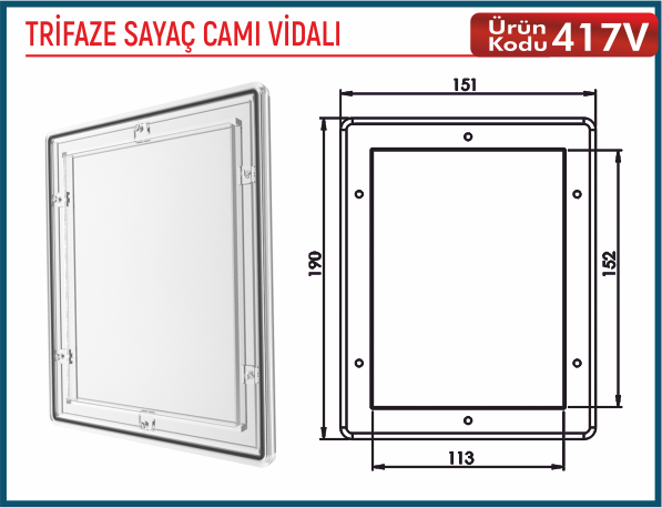 Trifaze Sayaç Camı Vidalı